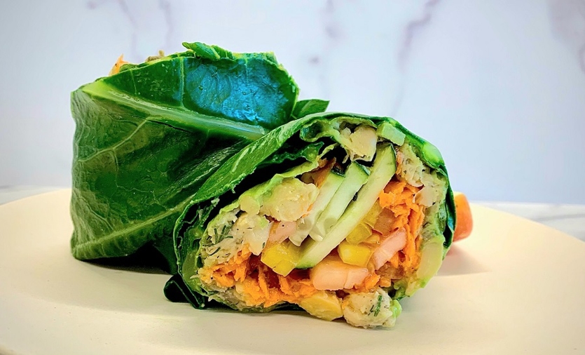 Recipe: Collard Green Chickpea ‘Tuna’ Wrap